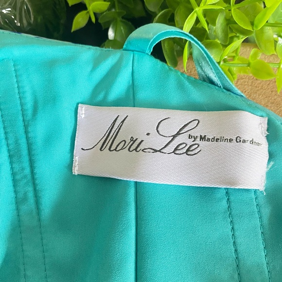 Mori Lee Sticks & Stones Teal/Purple Leopard Bubble Hem Mini Dress, size 3/4 - Picture 14 of 16